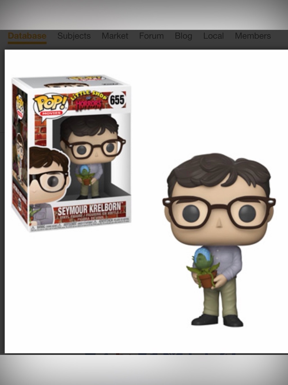 Vaulted 2018 NIB Pop! Movie Little Shop Of Horrors “Seymour Krelborn” Funko Pop